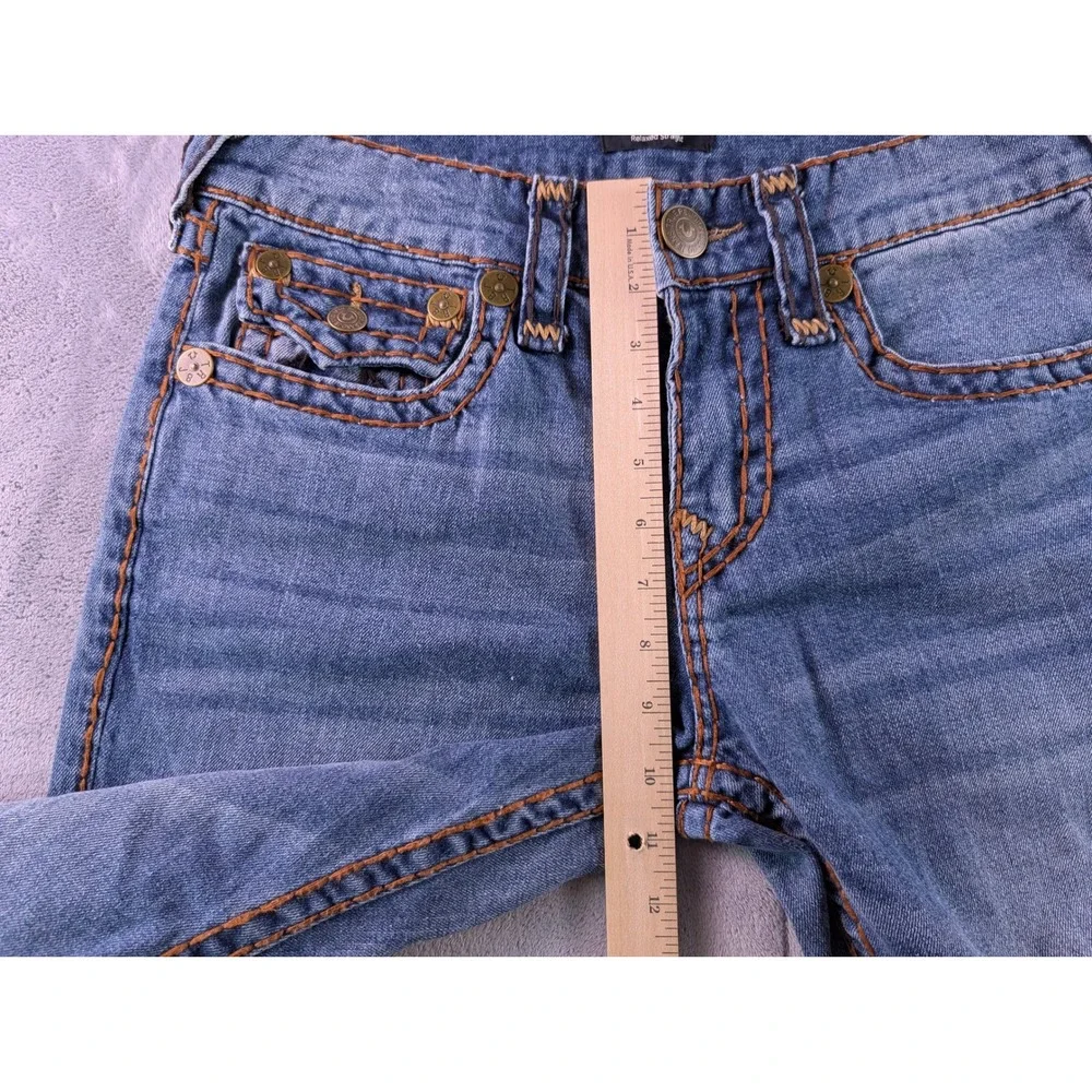True Religion Ricky Super T Flap Relaxed Straight Distressed Jeans Blue 30x33